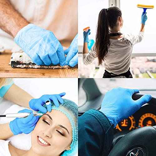 Intco Basic Disposable Vinyl Exam Glove100Pcs,XL Size,Cleaning Gloves,Food Service Gloves,Powder Free,Latex Free,Non-Sterile for All Purposes,Blue (BMPF3004B)
