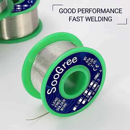 Solder Wire Sn99.3 Cu0.7 with Rosin Core,Fine Alloy Electronics Soldering Electric Solder for Electrical, Electronic, Connector, DIY Soldering (0.6mm/50g)
