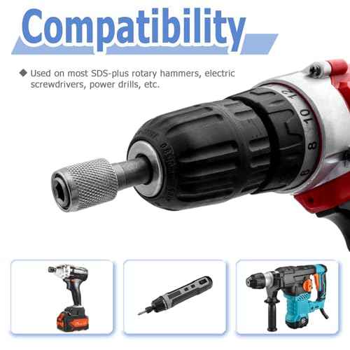 Mesee 5 Pieces SDS-Plus Shank Drill Chuck Adapters SDS PLUS to 1/4" Hex Socket Adapter Converter 1/4 Inch Hex Shank Screwdriver Drill Bit Holder for Electric Hammer Impact Drills