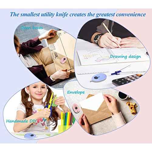 Mini Ceramic Box Cutter, 6pcs Package And Box Opener, Retractable Safety Cutters, Small Utility Knife Ceramic Blades with Keychain Hole