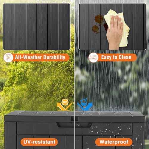Sweetcrispy Deck Box with 31 Gallon Capacity, Weatherproof Resin Lockable Outdoor Storage for Secure Package Deliveries and Indoor Storage in Garden or Patio, Backyard