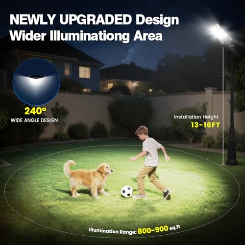 JWT 4 Pack Solar Outdoor Waterproof Flood Lights with Remote Dusk to Dawn Motion Sensor 6500K LED Security Lighting