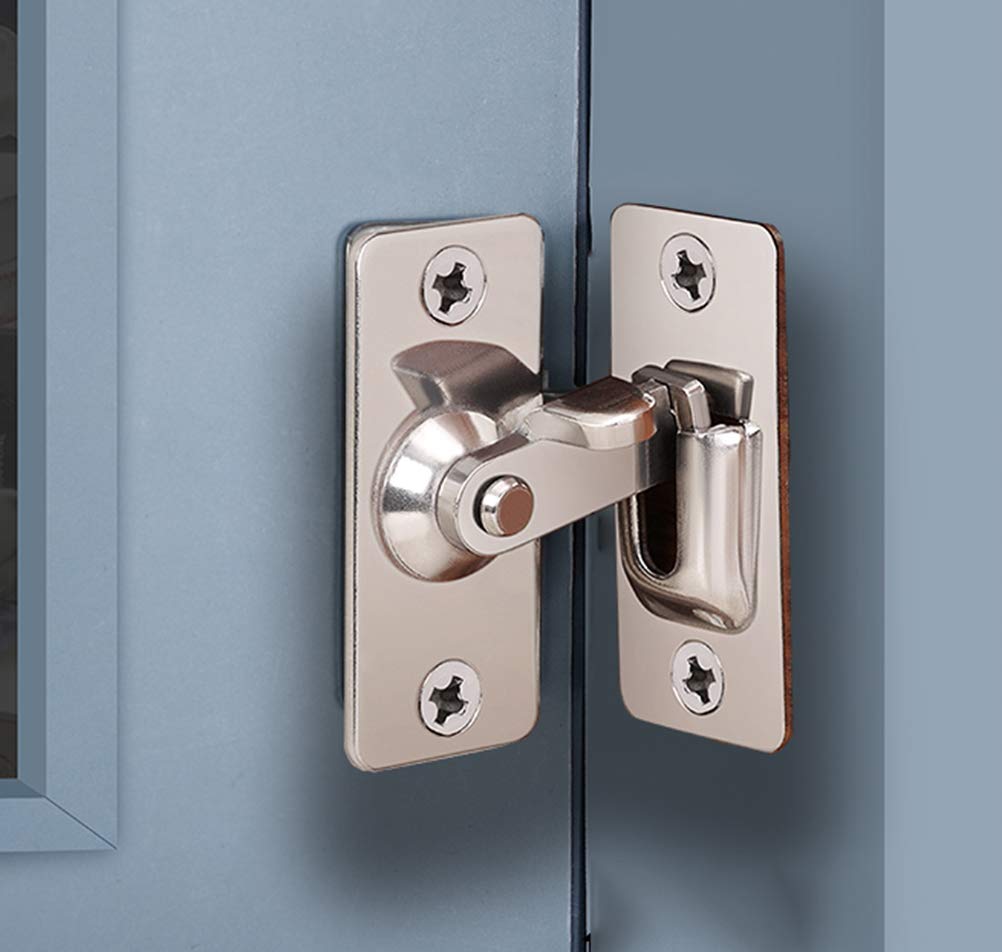 dingchi Door Hasp Latch 90 Degree, Stainless Steel Safety Angle Locking Latch for Push/Sliding/Barn Door, Satin Nickel