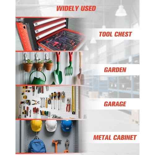 Magnets Garage Storage Hooks 4 Pack - Orange Magnet Hooks for Hanging Tools, Garage Organization, Secure Metal Cabinet & Steel Surfaces
