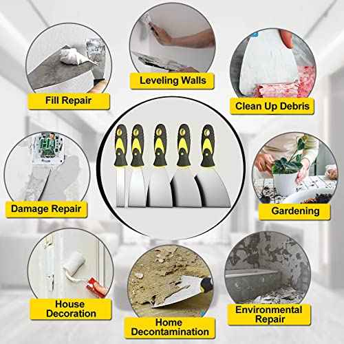5Pcs Putty Knife, Set, 1" 2" 3" 4" 5" Scraper, Spackle Knife, Paint Scraper, Scraper Tool, No Rusting, Perfect For Repairing Drywall, Removing Wallpaper, Mud, Plaster Scraping