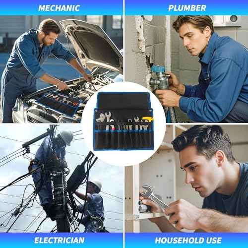 Roll Up Wrench Pouch SAE, Heavy Duty Canvas Tool Wrench Organizer Bag 10+10 Pockets (Only Pouch)