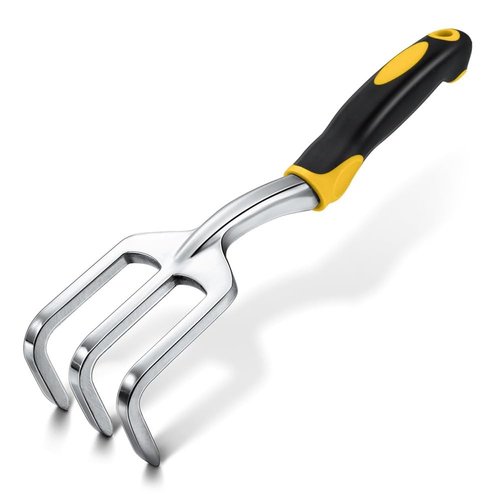 Hand Rake Heavy Duty Multifunction Soft Handle Garden Hand Cultivator Durable Garden Cultivator for(Yellow)