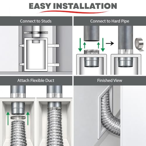 Deflecto 4-Inch Dryer Vent Box Kit, Recessed Plastic, Fits 4" Vents