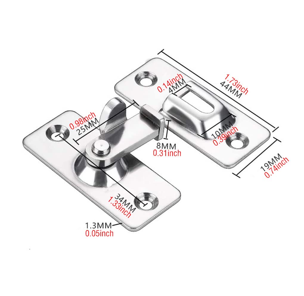 dingchi Door Hasp Latch 90 Degree, Stainless Steel Safety Angle Locking Latch for Push/Sliding/Barn Door, Satin Nickel