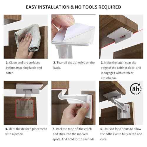 4 Pack Upgraded Baby Proofing Cabinet Latch Locks - Pabesim Children Proof Cupboard Drawers Latches - Adhesive Easy Installation