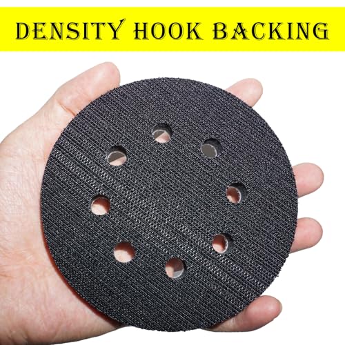 5 Inch 8 Holes Soft Density Interface Pads Hook and Loop Sponge Cushion Buffer Round Backing Pad Foam Sanding Pads for Orbital Sander(4 Pack)