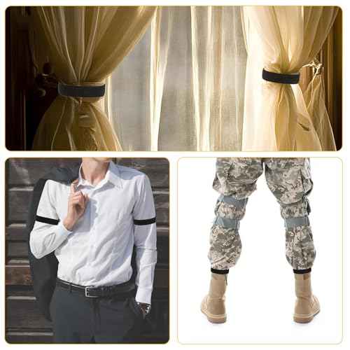 6 Pcs Ankle Strap, Boot Blousers Ankle Strap Elastic Boot Straps Bicycle Pant Leg Straps Adjustable Cycling Ankle Safety Band Black Elastic with Buckle for Riding Climbing Fishing Outdoor Sports