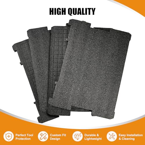 NBPLUS 4 Pcs Dwst88801 Tool Boxes Foam for Dewalt Tstak Organizer Packout Foam Insert DWST17808, DWST17807, DWST17805 Customizable, Durable & Tool Protective