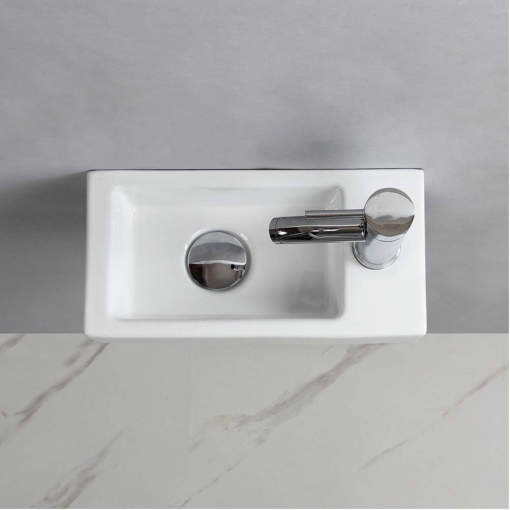 Small Bathroom Sink Wall Mounted Bathroom Sink Rectangle Ceramic Wash Basin Right Hand (Right Hand)