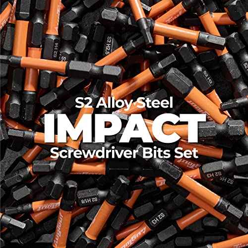 toolant Impact Hex Head Allen Wrench Drill Bit Set 20pcs (Metric&SAE), 1/4¡± Hex-Shank S2 Steel Hex Bits Set, CNC Machined Tips with Magnetism, 2¡± Long with Storage Box