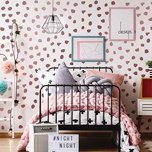 500 Pieces Irregular Polka Dots Boho Wall Decal Vinyl Nursery Wallpaper Sticker Wall Decor Peel and Stick Dot Wall Sticker for Kids Baby Girl Bedroom Home Classroom Decoration (Rose Gold)