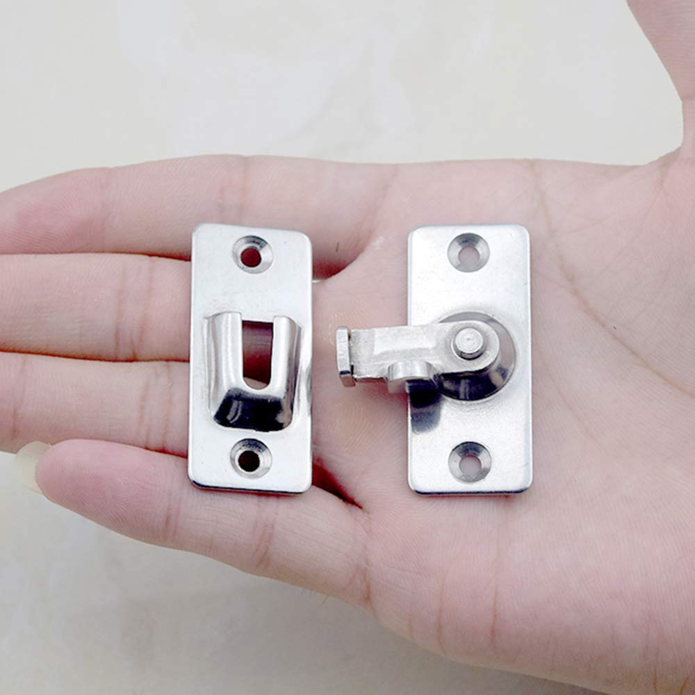 dingchi Door Hasp Latch 90 Degree, Stainless Steel Safety Angle Locking Latch for Push/Sliding/Barn Door, Satin Nickel