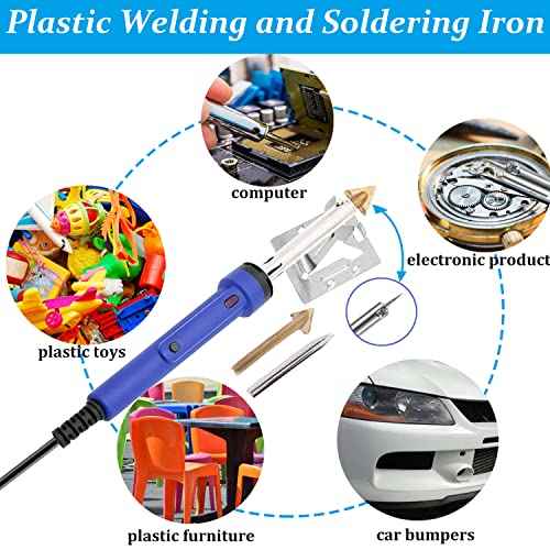 100W Plastic Welding Kit, Plastic Welder Soldering Iron Kit with 121pcs Rods, Professional Surface Repair Tool for Car Bumper with 4 Welding Tips, Patch Net,Hot Iron Stand,Wire Brush,Metal Stand, etc.