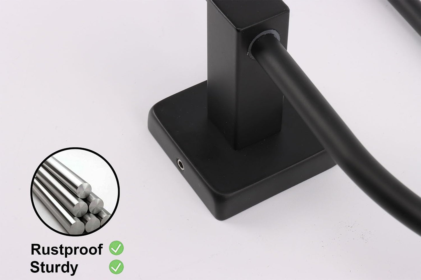 TocTen Towel Ring/Hand Towel Rack - Thicken SUS304 Stainless Steel Bathroom Hand Towel Holder Heavy Duty Unique Oval Hand Towel Hanger Wall Mounted for Bathroom Kitchen Sink (Matte Black)