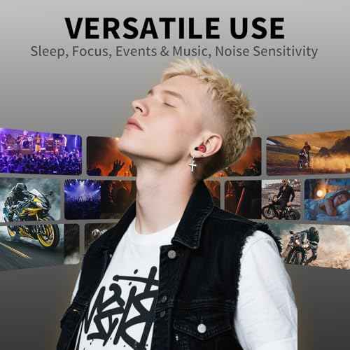 Ear Plugs for Sleeping Noise Cancelling,45db Motorcycle Ear Plugs for Noise Reduction with 8 Eartips,Reusable Silicone Earplugs for Sleep,Concerts,Work,Study,Snoring,Travel (Black and Red)