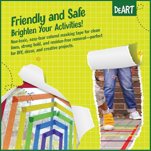 DEART Colored Masking Tape Set 8 Rolls 0.6 Inch for Crafts & Painting