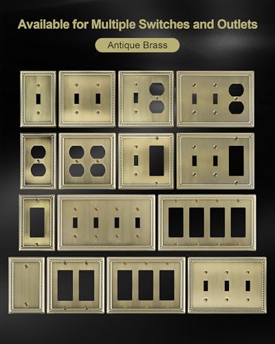 Single 4-Pack Antique Brass Duplex Switch Plates & Outlet Covers - Treewell