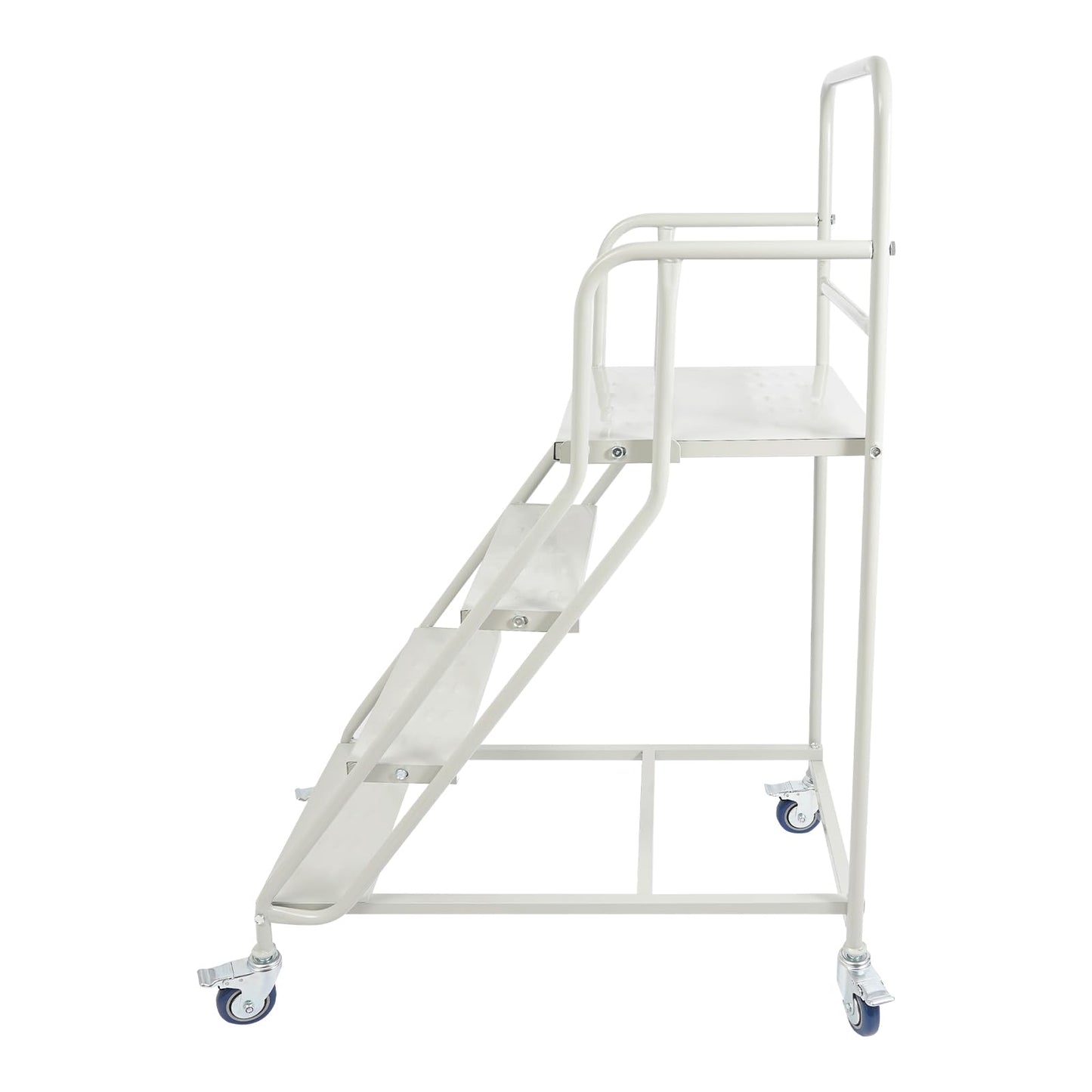 4 Steps Ladder with Wheels, Industrial & Warehouse Rolling Stairs 39.4IN top Step Height Ladder Systems with Stair Edge Protector, 880 lbs Capacity