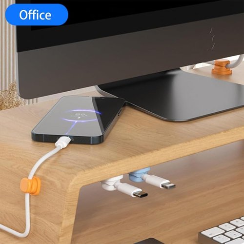 2025 Latest Rotating Cable Manager, 6 Pcs Cord Organizer Spring Cable Holder Clips - Desk Cable,360 Degree Rotation, Suitable for All Kinds of Desktops or Tile Walls (White)