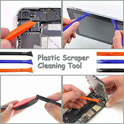 12Pcs Carbon Fiber Scraper Cleaning Tool Non-Scratch Plastic Multi-Purpose Stiff Scraper Pen-Shaped Scraper Tool for Paint, Stickers Label, Food, Tight Spaces, Crevices (Black, Blue, Orange)