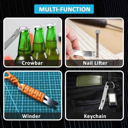 Zorfeter 4 Pcs Mini Pry Bar, Pocket Stainless Steel Pocket Crank Crowbar Small Prybar EDC Tool Survival Opener, 3 Inch Length