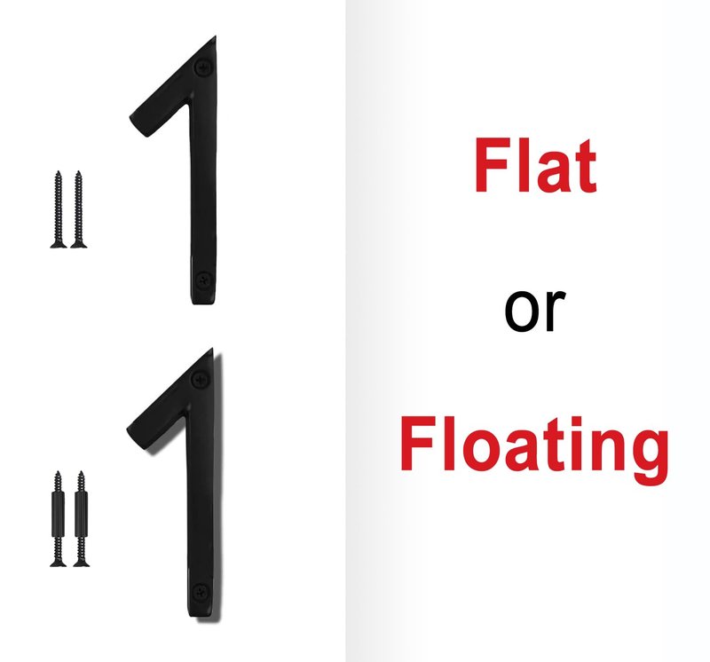 NACH Floating House Numbers, 5 inch Aluminum Black House Numbers for Outside - Number 1, Door Numbers with Mounting Hardware