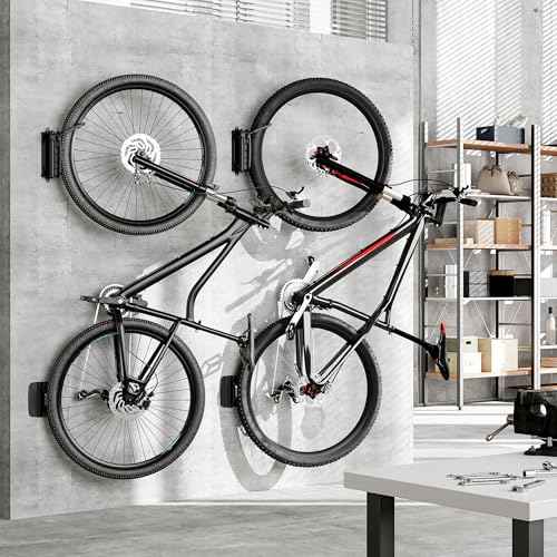 monTEK Swivel Bike Wall Mount ? 2 Pack Garage Bike Hanger & Space-Saving Vertical Bike Rack for Garage & Apartment, Sturdy Bike Storage Hook Holds 66 lbs, Easy Installation & Scratch-Proof Design