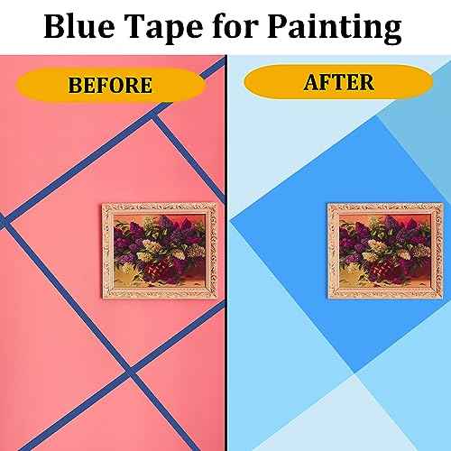 Masking Tape 0.94 inches x 66 feet, 6 Pack Multi-Surface Blue Painters Masking Tape Paint Tapes for Painting, Decorations, Crafts, Arts, Labeling, Indoor and Outdoor Use, Medium Adhesion