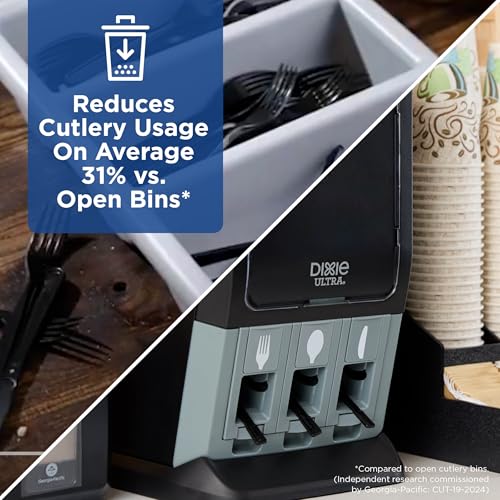 Dixie Ultra SmartStock Mini Tri-Tower Cutlery Dispenser, 195 Utensils, Black