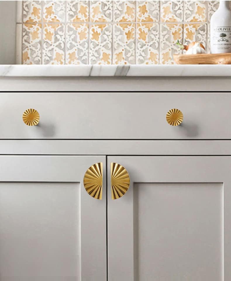 6 Pack Gold Kitchen Cabinet knobs and Pulls - Brushed Gold Zinc Cupboard Drawer Handles for Dresser Drawers