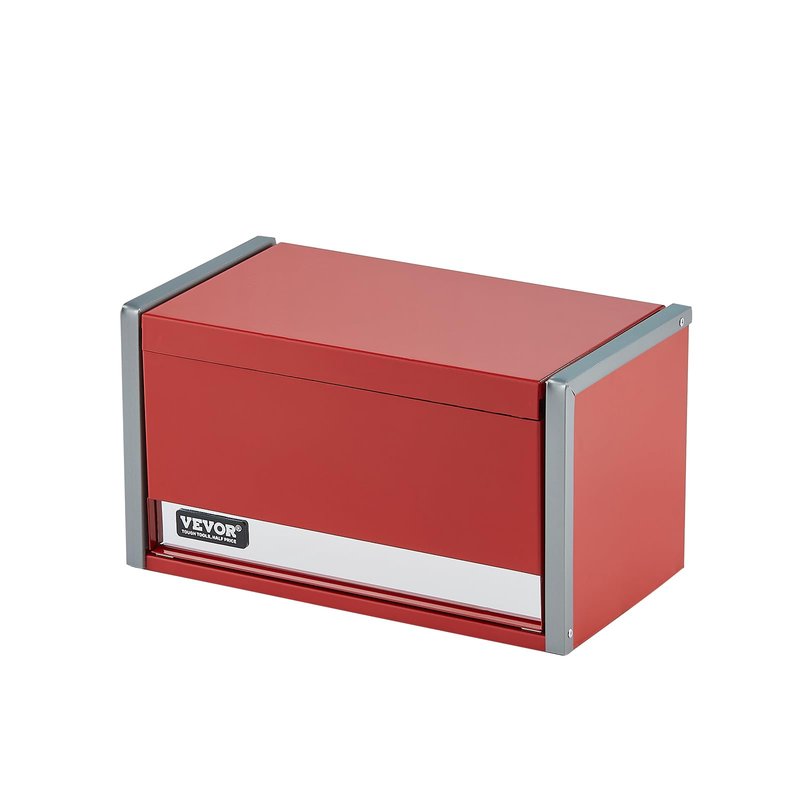 VEVOR Metal Tool Box, 8.6-inch, Portable Metal Tool Box with 3 Drawers, Small Tool Chest with EVA Liners and PP Feet Pads, Heavy-Duty Steel With Ball Bearing Opening and Powder Coated Finish, Red