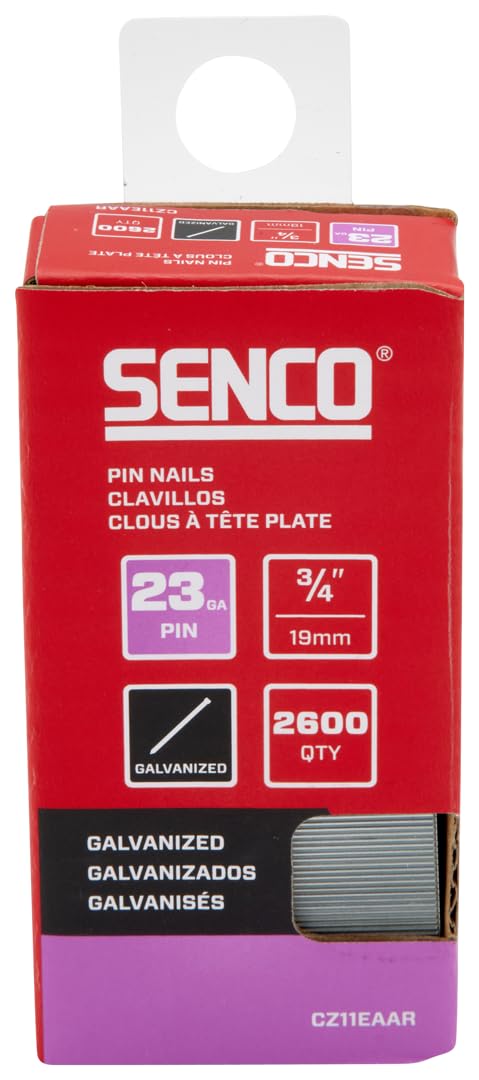 SENCO CZ11EAAR 3/4" 23 Gauge Pin Nails, Galvanized Finish 2,600 Count Pack