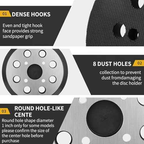 1 Pack 5" 8 Hole Replacement Sander Metal Pad Compatible with Milwaukee 6021-21 6034-21 2648-20 2648-21 Orbital Sander Hook and Loop Replacement Part #51-36-7100 (4 Screw Holes Sander Pads)