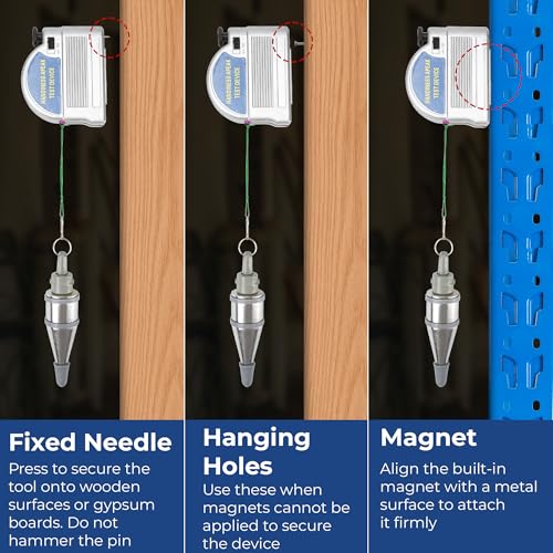 Retractable Plumb Bob with 6M (19.7ft) String – Magnetic Line Tool,