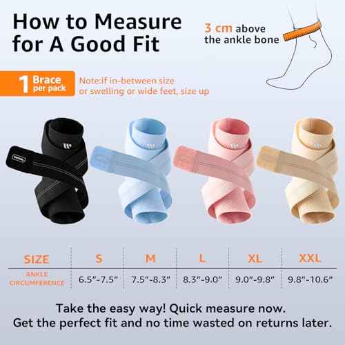 Flat Knitting Ankle Brace For Women&Men, 7-Zone Dynamic Compression Sleeve w/Flex Strap,Foot Support For Sports, Sprained Ankle, Achilles Tendonitis, Plantar Fasciitis Relief(Pack of1)L, Black