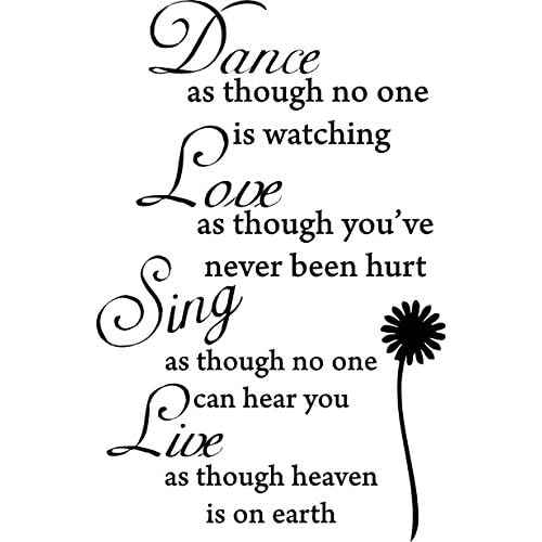 Dance Love Sing Live Wall Quotes Decal Removable Stickers Decor Vinyl Art (15'' X 23'', Black)