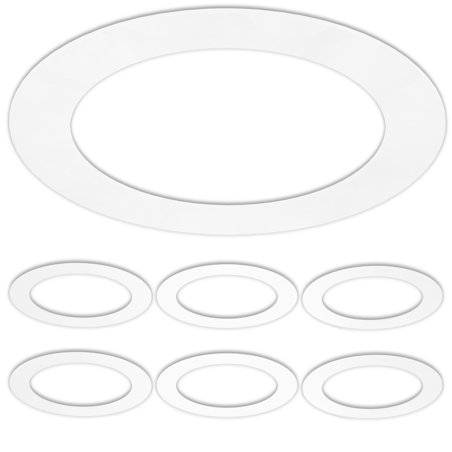6 Pack Gloss White Goof Trim Ring for 8" Inch Recessed Can Lighting Down Light, Outer Diameter 8.6 Inches, Inner Diameter 6.2 Inches