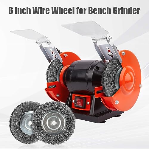 6-Inch Wire Wheel for Bench Grinder, 0.012 Carbon Steel, Bench Grinder Wire Wheel with 1/2" & 5/8" Arbor Hole