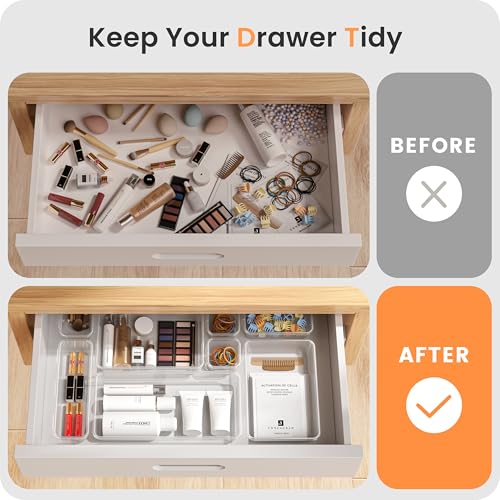 A-LuGei Clear Military Grade Drawer Organizer Set – 28 Pieces, 5 Sizes