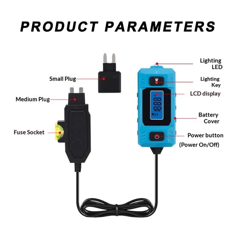 Automotive Battery Drain Tester, Parasitic Drain Detection Tool with Voltage Display, Car Battery Leakage Checker, High-Precision Current Meter for Cars Trucks RV (1PC)