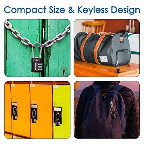 2 Pack TSA Approved Luggage Locks, Combination Travel Cable Lock, 3-Digit Waterproof Padlock, Zinc Alloy Outdoor Keyless Resettable Lock for Travel, Lockers, Bags, Backpack, Gym, Gate-by BRILLIRARE