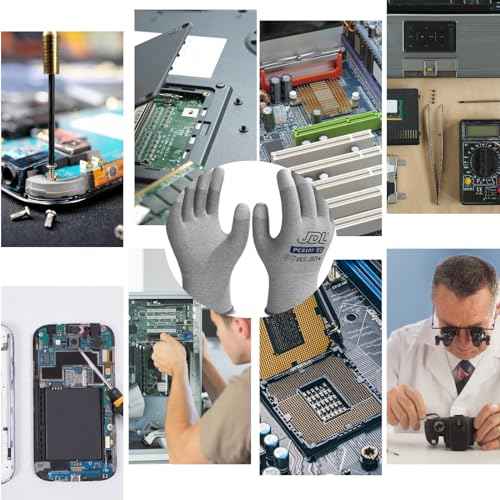 JDL ESD Work Gloves, Anti-Static Gloves for PC Building, 12 pairs, Computer Installation & Repair, High Resistance Carbon Fiber Gloves, Medium