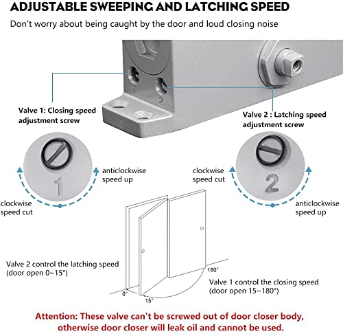 Marie Automatic Door Closer,Adjustable Closing Speed Door Closer for 55-100 lbs Residential and Commercial Light Doors,with Installation Video EN1154 Certification