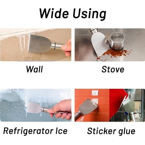 2 Pack Stove Scraper for Tough Case - Wide Using Stainless Steel Scraper for Stove BBQ Grill Kitchen - Scraper for Cleaning Stove Top, Cooktop, Oven, Glass Scraper