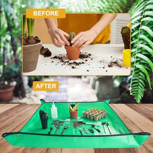 succulentlovers 26PCS Succulent Tools Set, Indoor Gardening Tools Kit Includes 39" Plant Repotting Mat & 19 Pcs Mini Succulent Hand Tools & 96 Cells Seed Starter Trays for Indoor Plant Care Gifts